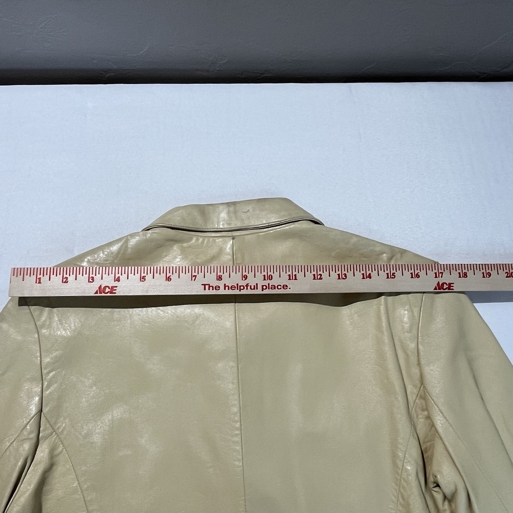 Vera Pelle Made in Italy Leather Stylish Yellow Jacket Size M (Italian size 42) - Picture 11 of 16